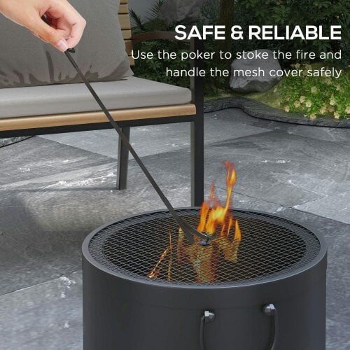 Wyld Haus Lasatta Small Steel Dark Grey Smokeless Portable Fire Pit with Spark Screen And Poker