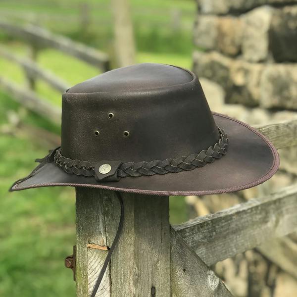 Hawkdale Leather Bush Style Aussie Cowboy Hat