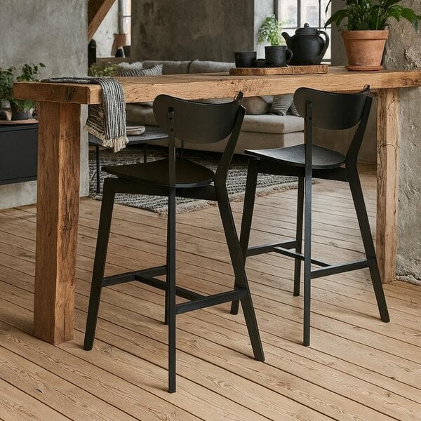 Wyld Haus Set of 2 Saffron Black Wooden Bar Stools