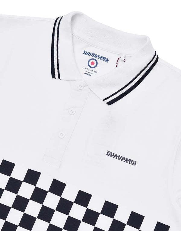 Lambretta Mens Classic Retro 2 Tone Mod Ska Casual Polo Shirt