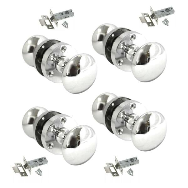 EDH Door Hardware Chrome Door Knob Modern Round Rose Door Knob Silver Door Handle+Tubular Latch 4