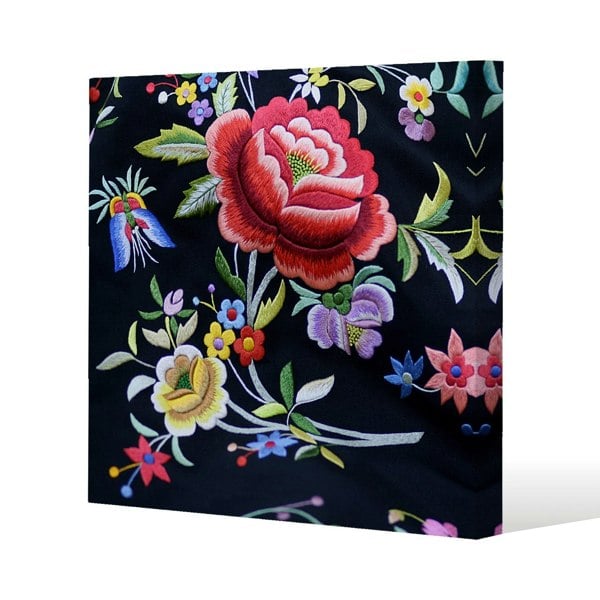 Benjamin Tate Design Vibrant Flowers Slim Style Canvas Print  50x50cm , 15mm Slim Real wood.