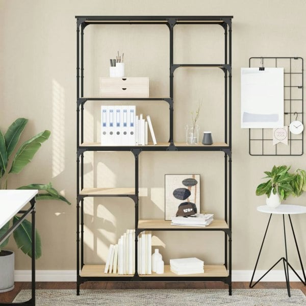 Berkfield Bookshelf Sonoma Oak 99x35.5x176 cm Engineered Wood and Steel