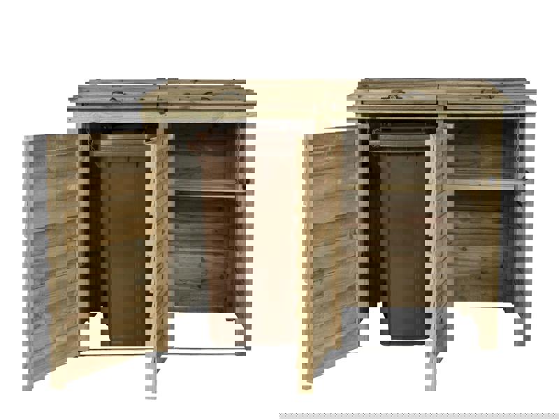 Arbor Garden Solutions Wooden Wheelie Bin Store, Natural Finish