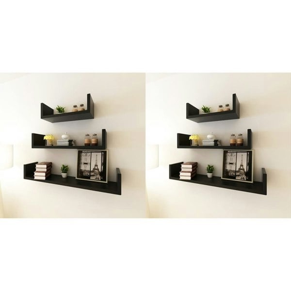 Berkfield Wall Shelves 6 pcs Black