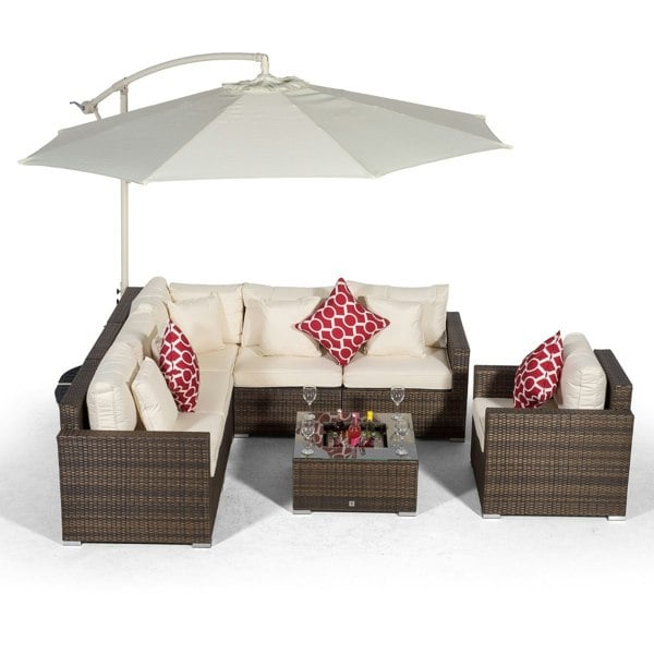 Giardino Havana 6 Seat Rattan Sofa and Armchair Set with Ice Bucket Coffee Table