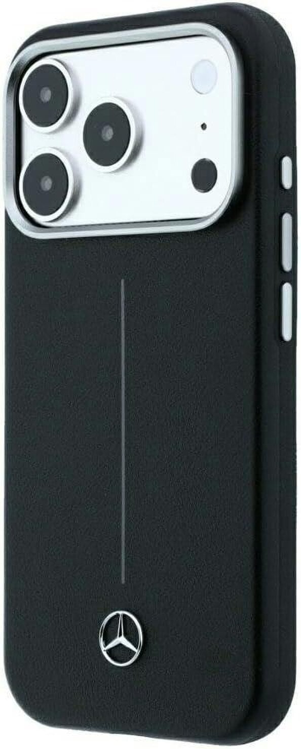 Mercedes Leather Semi Wrap Iconic Line Case with MagSafe for iPhone 17/18 Pro Max 6.9" Black - MEHMP18X25PFWSTK