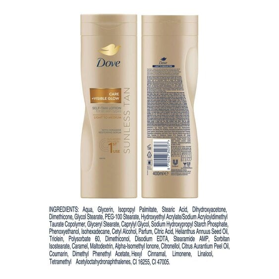 Dove Visible Glow Self-Tan Lotion Nourishing Care For Light to Medium Skin 400ml