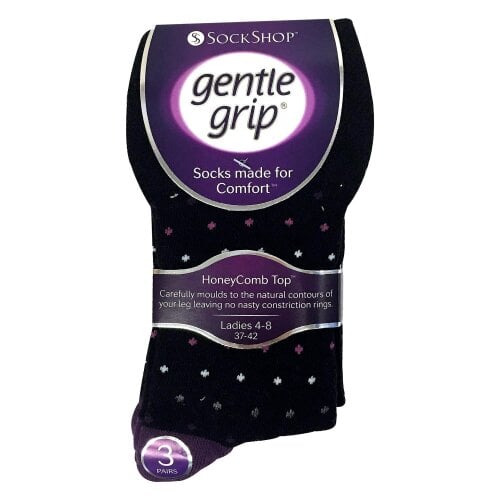 Gentle Grip 3 Pairs Ladies Cotton Rich Everyday Socks Gentle Grip Soft Top Comfort Socks