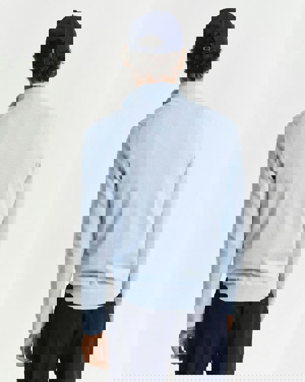 GANT Mens Classic Cotton Half Zip Jumper - 457 Fresh Blue - CHO - Designer Mens Jumpers