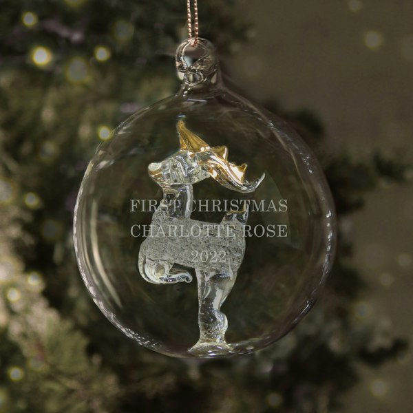 Personalised Memento Company Personalised Glass Reindeer Bauble