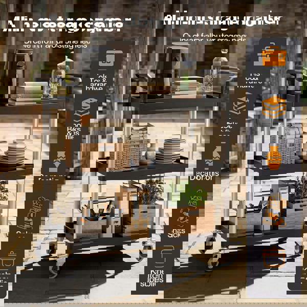 Levede Tool Trolley 3 Tier Rolling Storage Cart Multi-functional Workplace Black