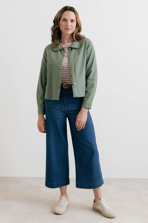 Lily & Me Rebecca Ruffle Collar Jacket Laurel Green