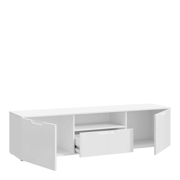Wyld Haus Leipzig White Gloss TV Unit 2 Doors 1 Drawer