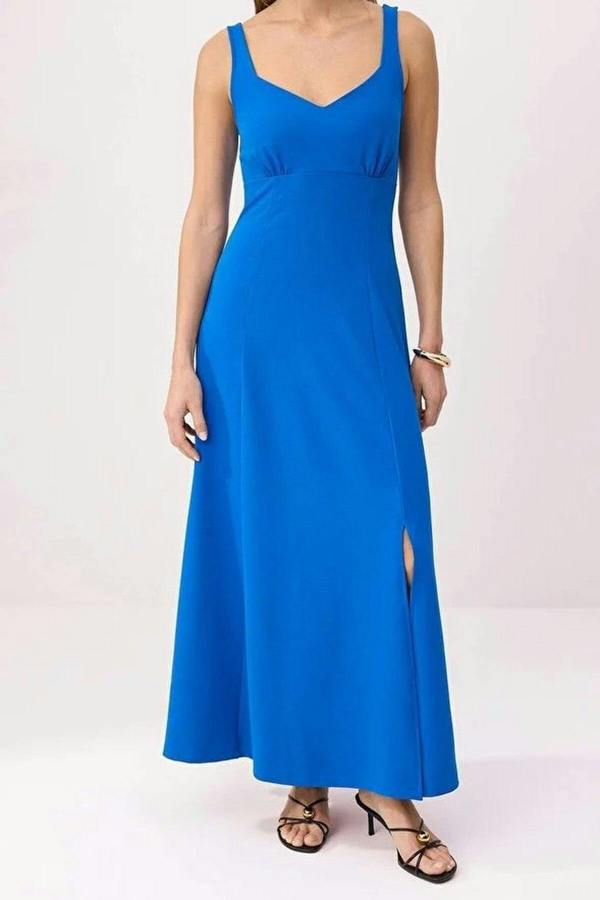 WOVCOR Heart Neck Maxi Scuba Crepe Knit Dress