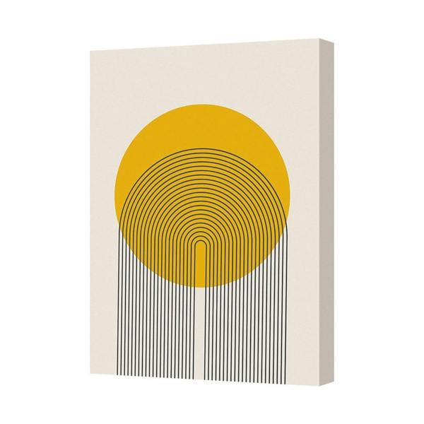 Benjamin Tate Design Canvas Wall Art CANVAS-7847 Yellow Circle With Arch Lines Abstract Print