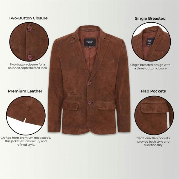 Infinity Leather Mens Slim Goat Suede Italian Blazer Jacket-Somero