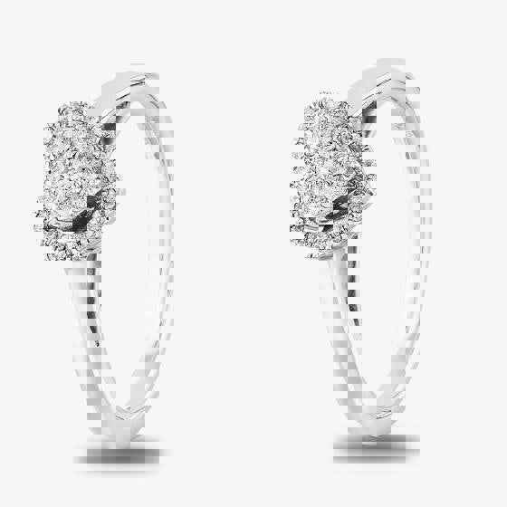 T. H. Baker 9ct White Gold 0.25ct Diamond Heart Cluster Ring TH014657R