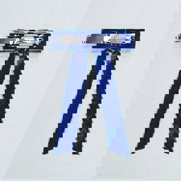 Blue Velvet Bow Hair Clip with Jewels Pearls