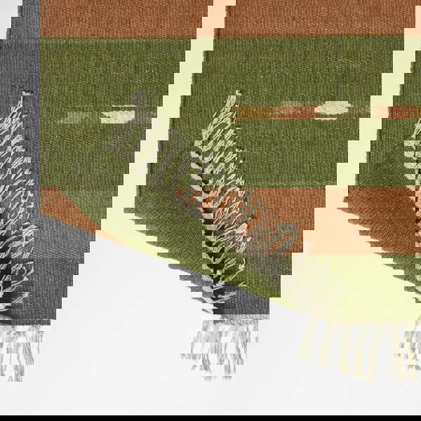 HOMESCAPES Lundi Orange & Green Kilim Cotton & Jute Rug