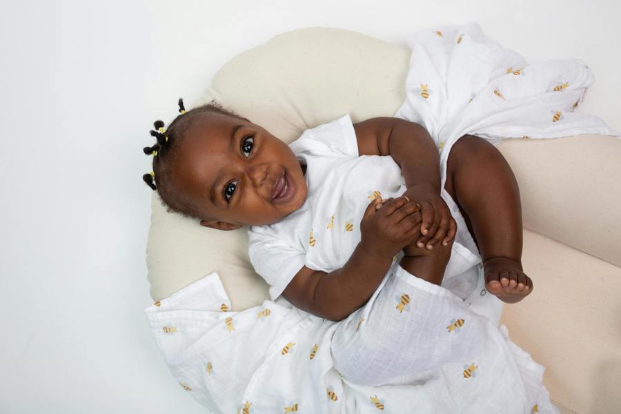 Lulujo - Cotton Swaddle - Bees & Dots - 2 Pack