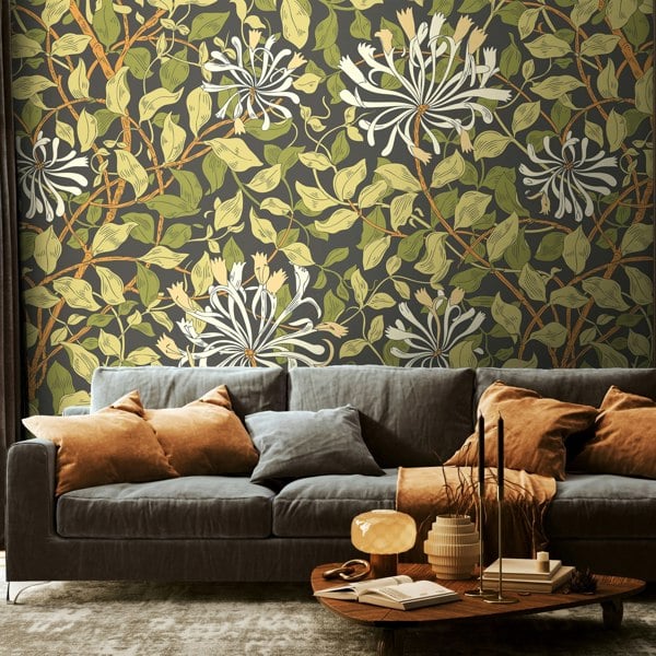 Origin Murals Honeysuckle - Black and Olive Green