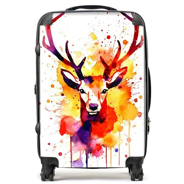 Warren Reed Watercolour Stag Face Suitcase