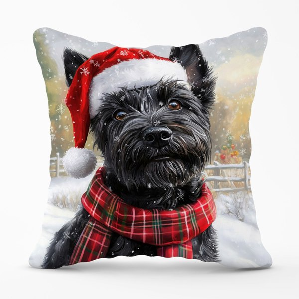 Warren Reed Christmas Scottish Terrier Cushion