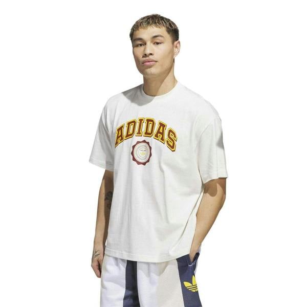 Adidas Unisex Adult GFX Logo Printed Relaxed Fit Basketball T-Shirt - Cloud White - 