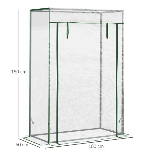 Bobobiy Tomato Greenhouse with Roll-up Door, Mini Greenhouse with PVC Cover, Outdoor Grow House Small Green House, 100 x 50 x 150cm, Transparent
