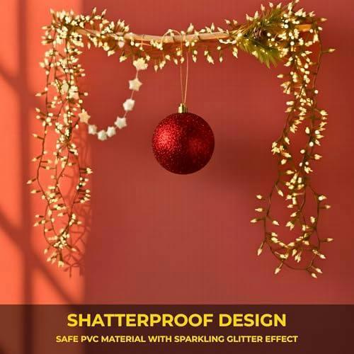 20cm Dark Red Glitter Christmas Bauble for Tree and Home Décor, Lightweight PVC Hanging Ornament image 6