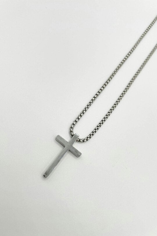 SVNX Cross Pendant Necklace in Silver