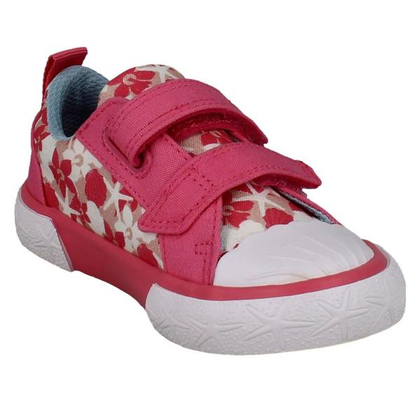 Clarks Girls Clarks Playprints Floral Starfish Design Canvas Shoes Foxing Shell