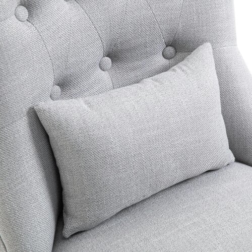 Wyld Haus Lifasu Fabric Grey Tub Style Accent Chair With Pillow And Solid Wood Legs