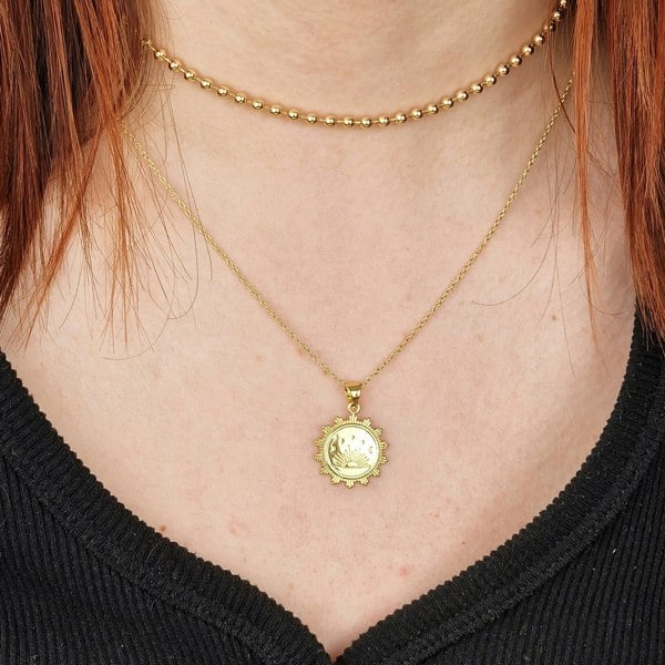 18ct Gold Plated Ball Chain Choker Necklace