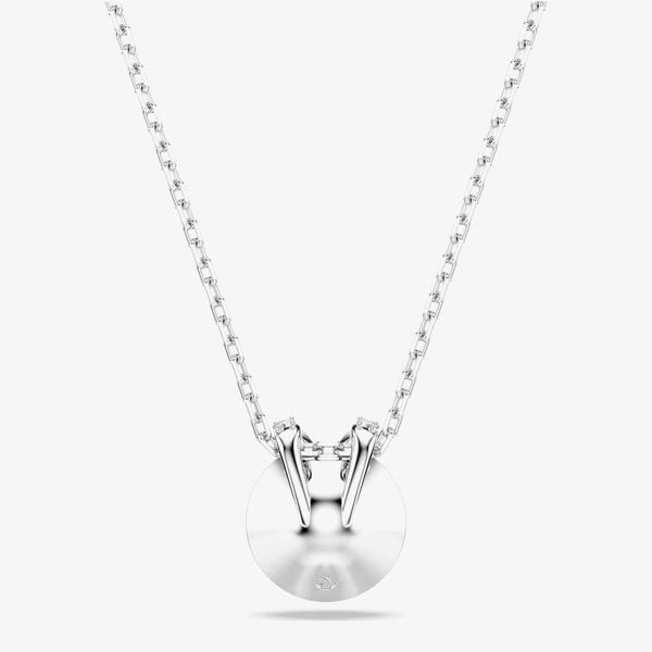 Swarovski Bella Rhodium Plated Round Pink Crystal Pendant Necklace 5734230