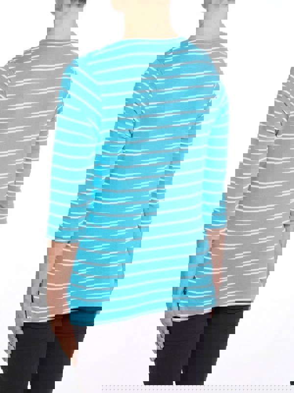 PennyPlain Scoop Neck Striped Top Top - Lagoon