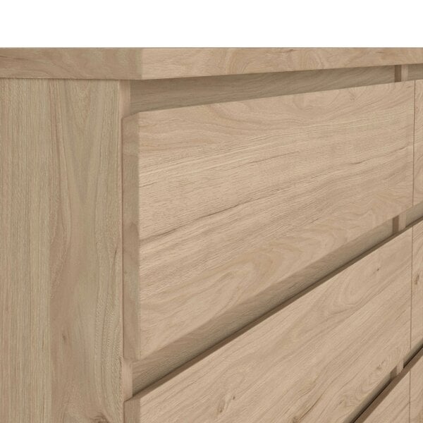 Wyld Haus Budapest Natural Oak Effect Wood Wide Chest 6 Drawers