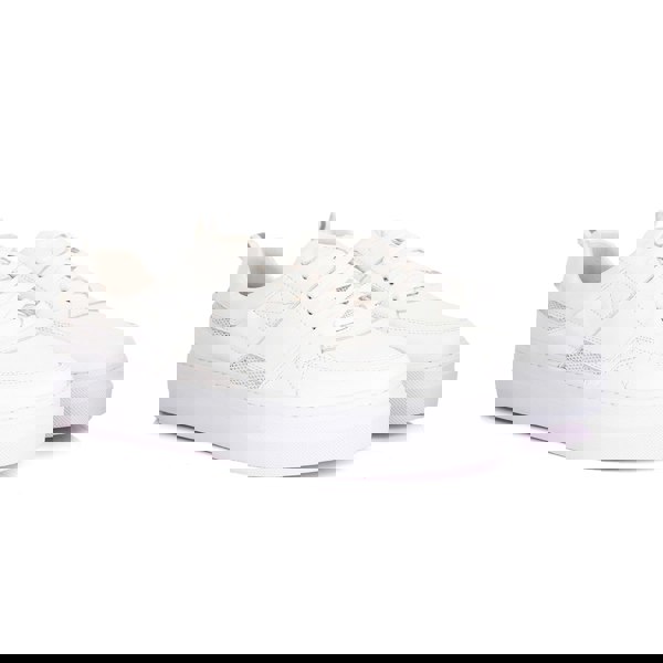 David WeJ White Leather Sneakers With Mesh