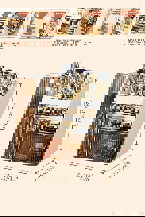 Living and Home Large Makeup Storage Organizer Cosmetic Skincare Display Box with Brush Holder Drawers