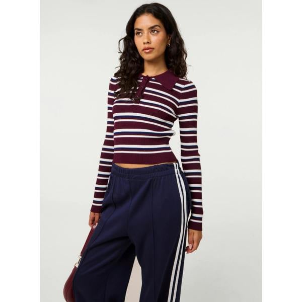 Pink Vanilla Stripe Long Sleeve Collar Jumper