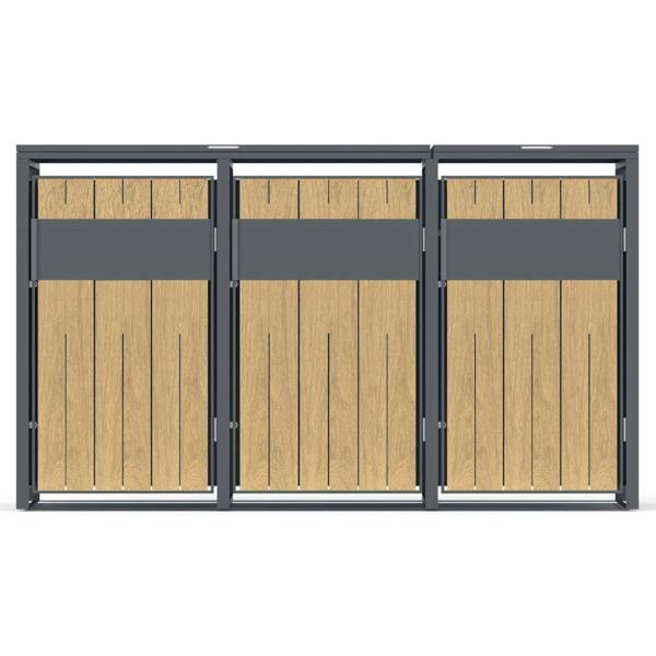 Phoenix Safe Phoenix GB3300AW Outdoor Triple Wheelie Bin Store for 3 x 240L Bins in Oak Effect