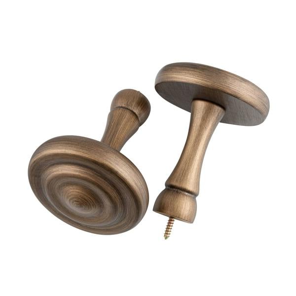 A.Unique Home Ribbed Wooden Curtain Pole with Rings and Fittings, In a Variety of Colours and Sizes (35mm) (Holdbacks, Antique Gold)