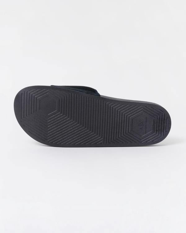 Armani Exchange Mesh A|X Logo Sliders - Deep Navy/Off White U385 - sole