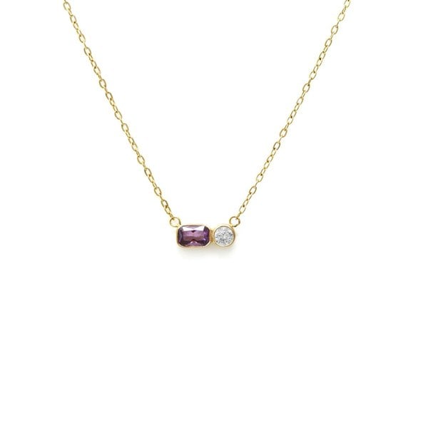 Say It With February Amethyst Birthstone Necklace - Yellow Gold Plated