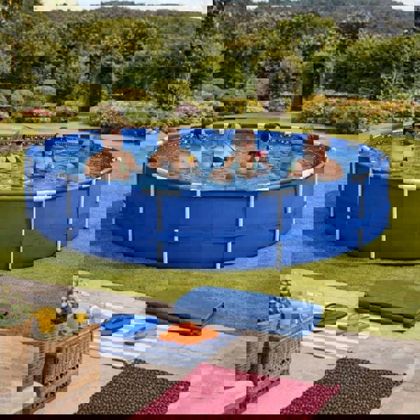 INTEX 4-in-1 Intex 10 ft x 30in Metal Frame Pool Set with Filter Cartridge, Pump & Pool Cover