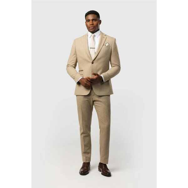 Antique Rogue Slim Fit Baxter Camel Herringbone Tweed Jacket