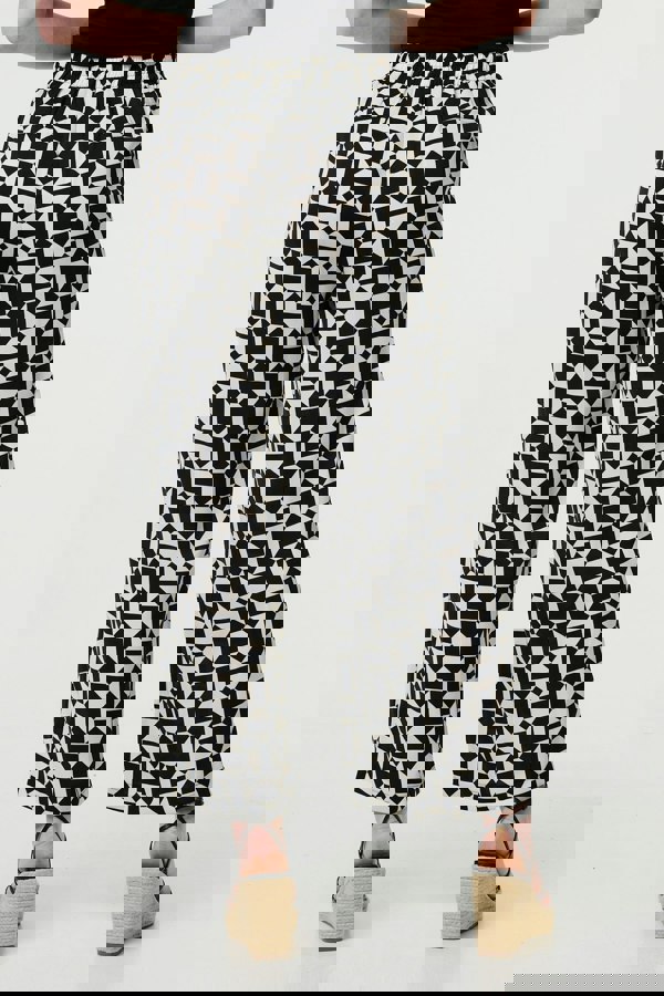 Black | Geo Print High Waist Wide Leg Trousers
