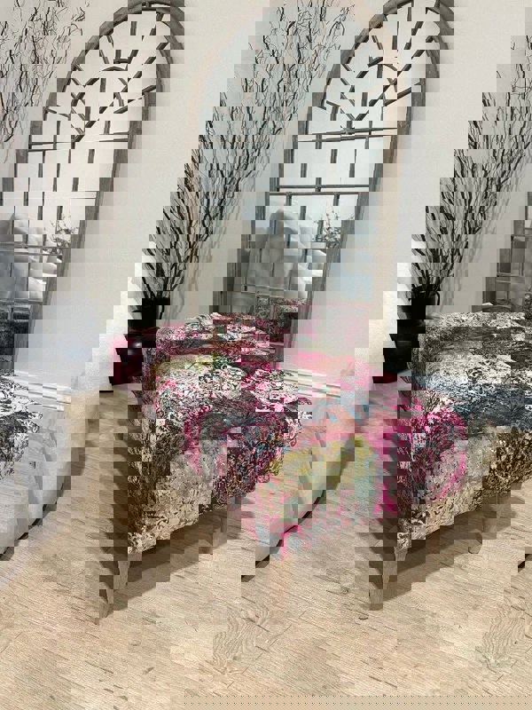 PREMIUM Elle PRINTED PATTERN FABRIC FOOTSTOOL POUFFE FOOTREST TABLE - ISTOOLS