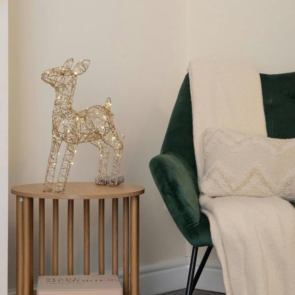 Samuel Alexander 38cm Gold Twist Light Up Baby Reindeer Christmas Decoration with LEDs